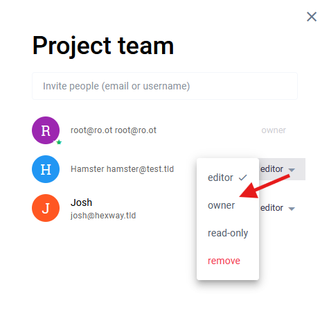 Edit user in project