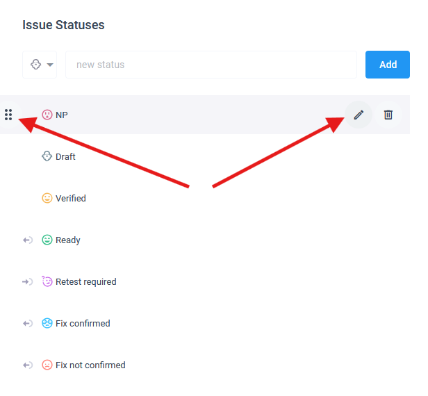 Edit issue status